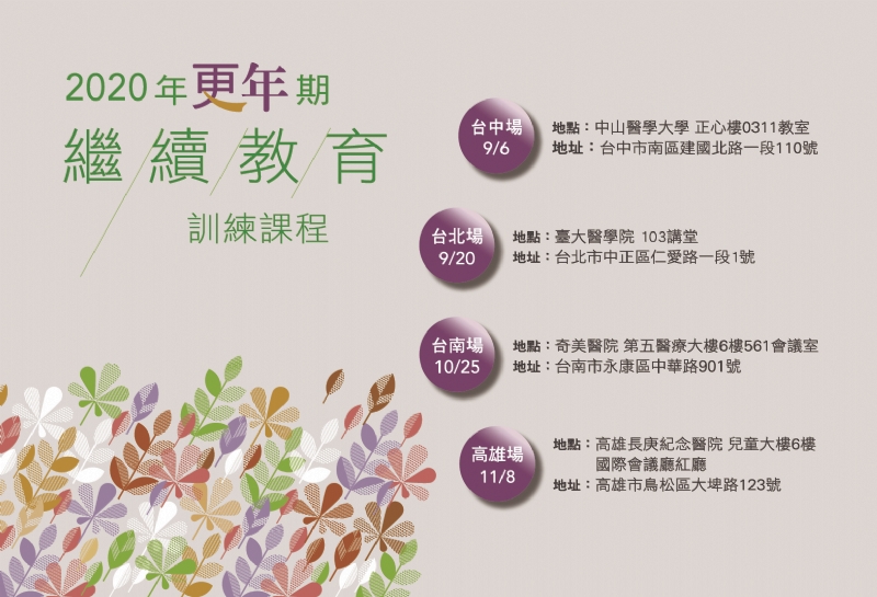 台灣更年期醫學會 2020年繼續教育訓練課程